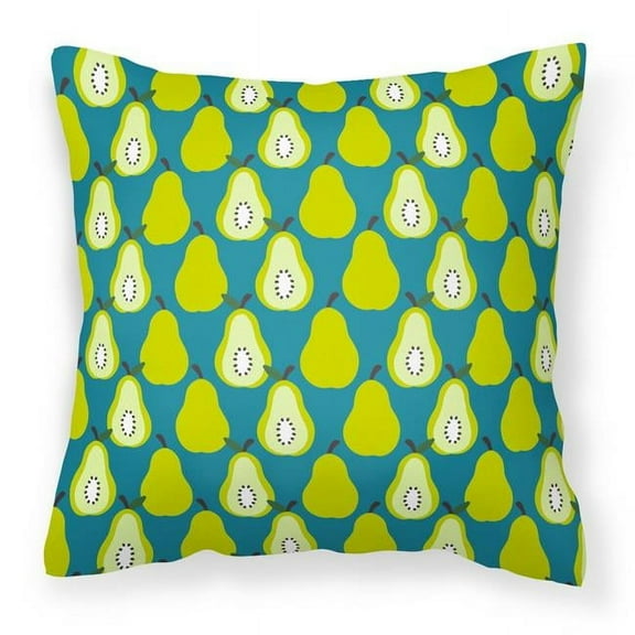 Pears on Green Fabric Decorative Pillow - Green - 14in. H x 3in. W x 14in. L