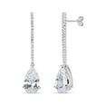 thumbnail image 1 of Pearshaped White Cubic Zirconia Sterling Silver Rhodium Plated Linear Drop Earrings, 1 of 1