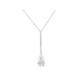 thumbnail image 1 of Pearshaped White Cubic Zirconia Sterling Silver Rhodium Plated Linear Y Necklace, 20", 1 of 3