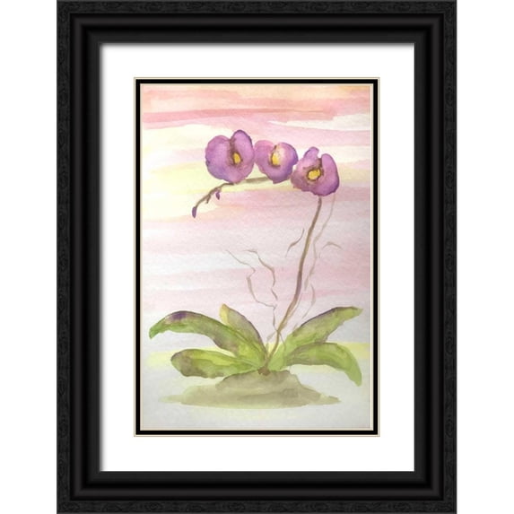 Pearson, Debbie 11x14 Black Ornate Wood Framed with Double Matting Museum Art Print Titled - Orchid Trio 2