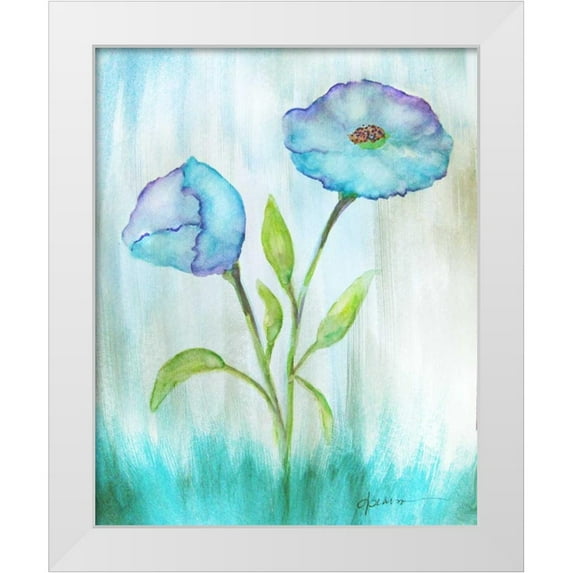Pearson, Debbie 20x24 White Modern Wood Framed Museum Art Print Titled - Floral Blue 1