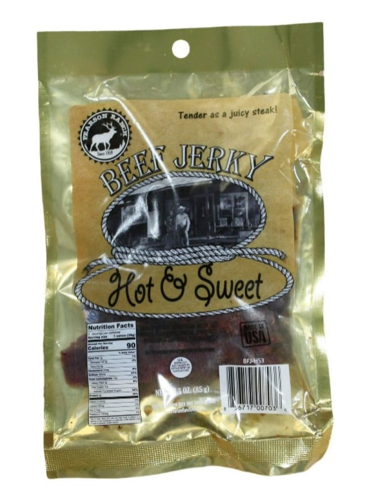 Pearson Ranch Jerky BFJHS3 Hot and Sweet Premium Tender Beef Jerky 3 oz.