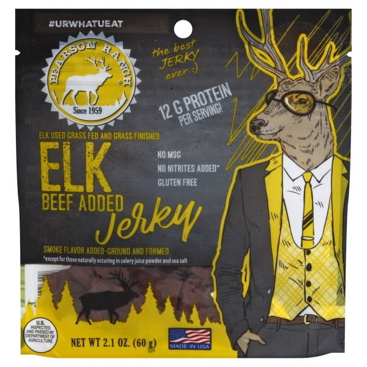 Pearson Ranch Jerky EJ2C Elk Jerky Character Bag Beef Smoke Flavor 2.1