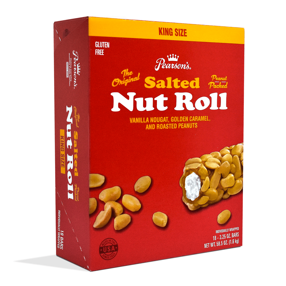 Pearson's Salted Nut Roll 3.25 oz. KingSize Candy Bars 18 Count