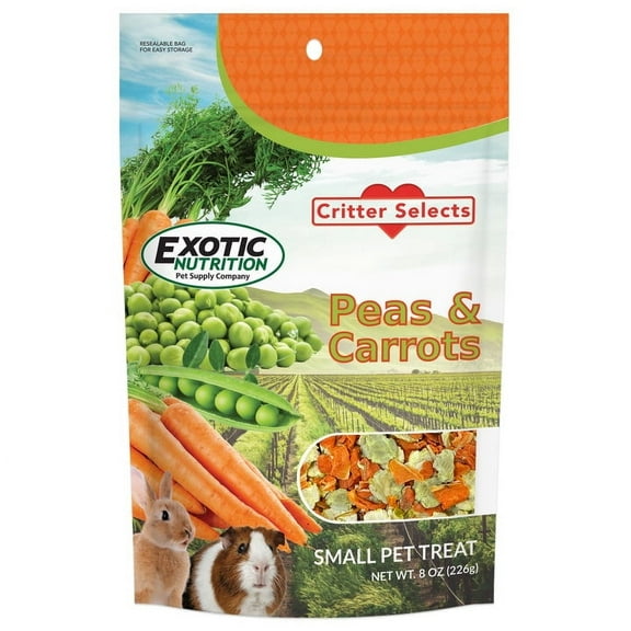 Peas & Carrots 8 oz. - Healthy Natural Mixed Dried Vegetable Treat - for Degus, Chinchillas, Sugar Gliders, Hedgehogs, Guinea Pigs & Small Pets