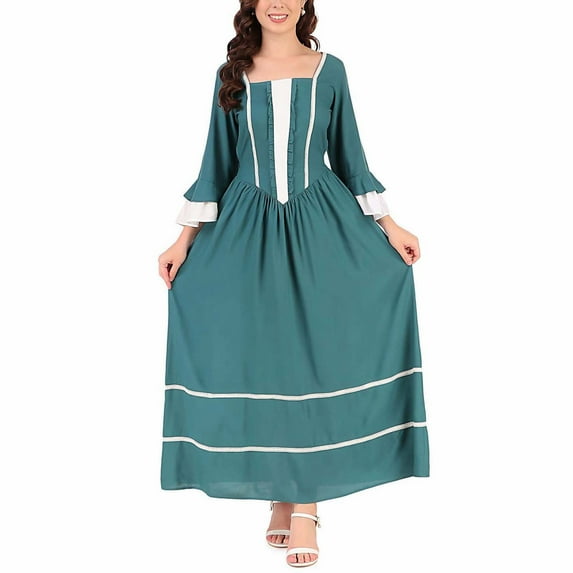 Peasant Cottagecore Dress for Women, Long Sleeve Prairie Maxi Gown, Vintage Regency Style Renaissance Costume