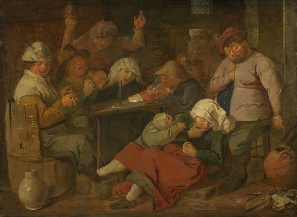 Peasant Drinking Bout Canvas Art - (36 x 24)