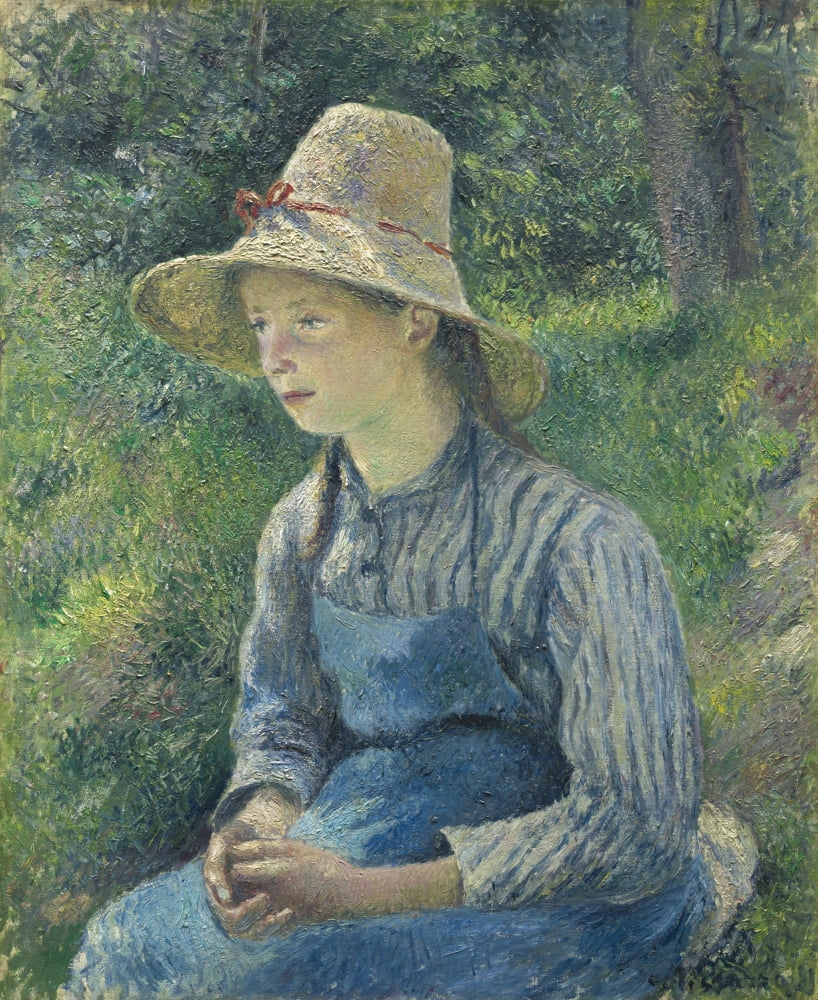 Peasant Girl With A Straw Hat Canvas Art - (18 x 24)
