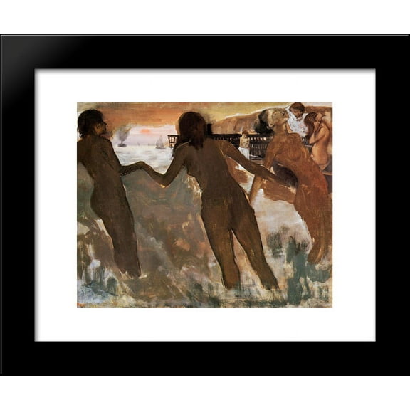 Peasant Girls Bathing in the Sea at Dusk 20x24 Framed Art Print by Edgar Degas