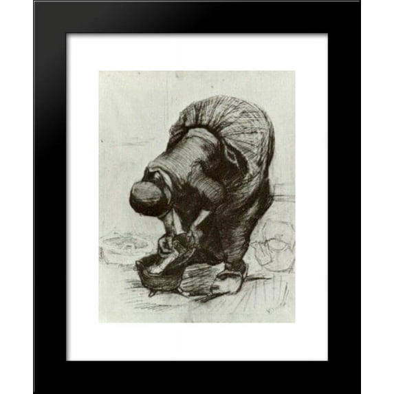 Peasant Woman at the Washtub 20x24 Framed Art Print by Vincent van Gogh