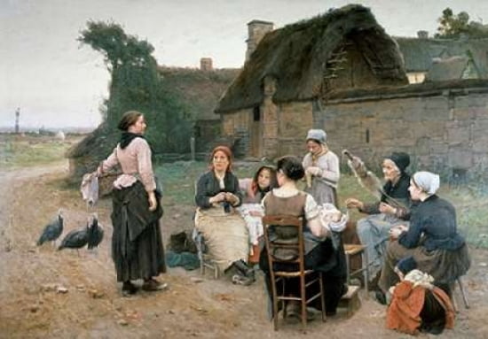 Peasant Women ChattingNormandy Canvas Art - Wencelas De Broczik (20 x 28)
