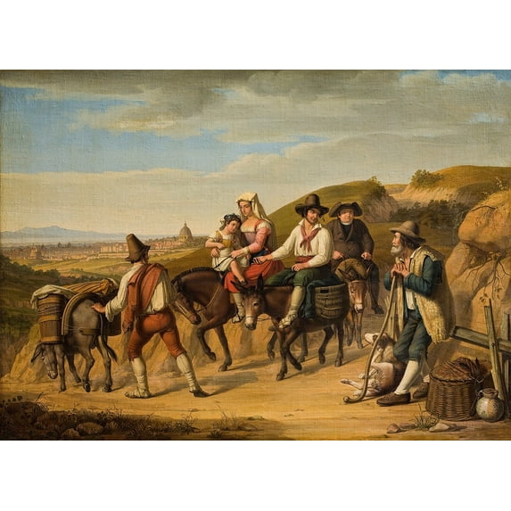 Peasants At Monte Mario On Their Way To Rome (1826) Poster Print by Dietrich Wilhelm Lindau (24 x 36)