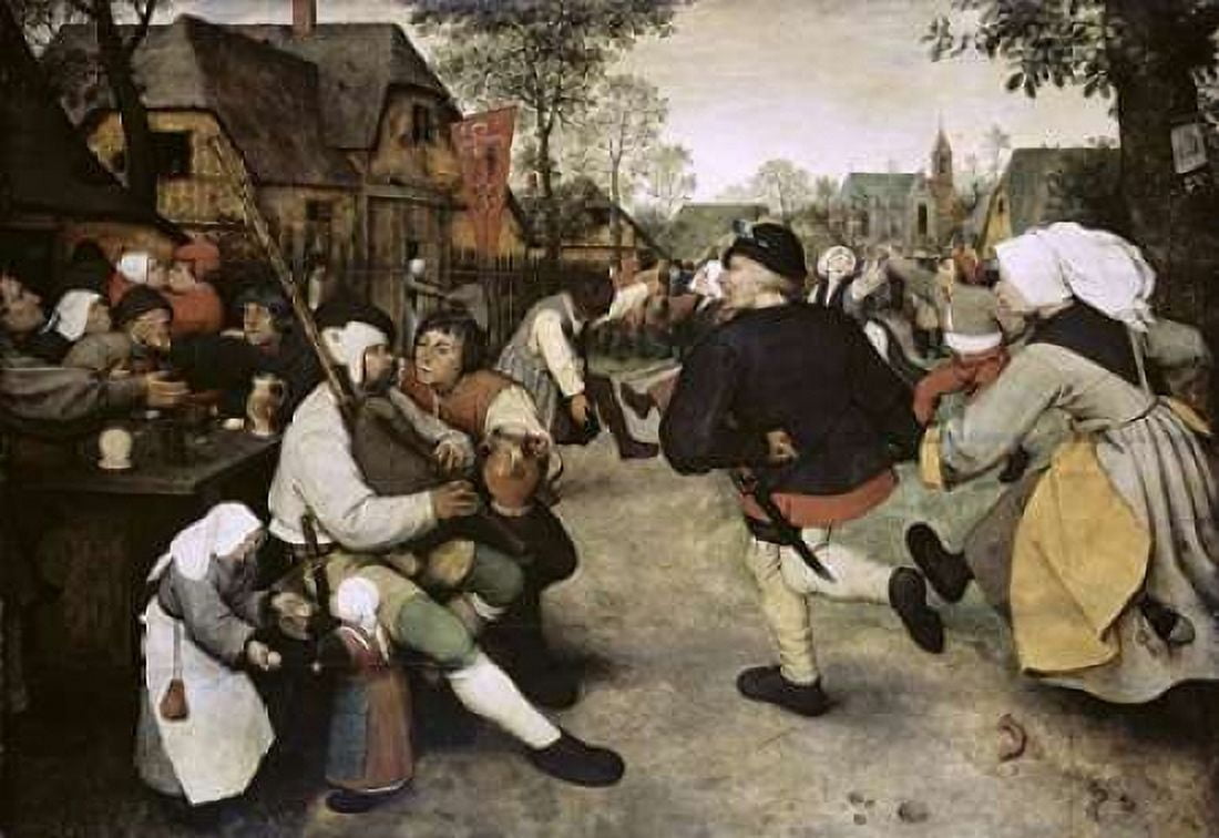Peasants Dancing Canvas Art - Pieter the Elder Bruegel (20 x 28)