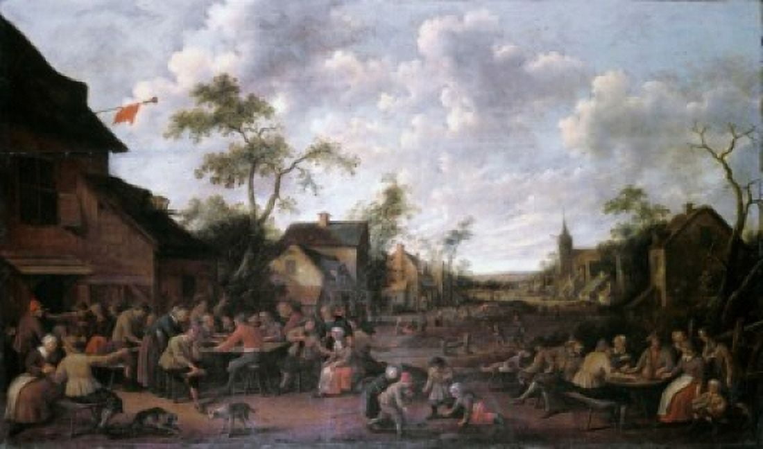 Peasants Feasting On A Village Street Joost Cornelisz Droochsloot (1586-1666 Dutch) Canvas Art - Cornelisz Droochsloot (18 x 24)