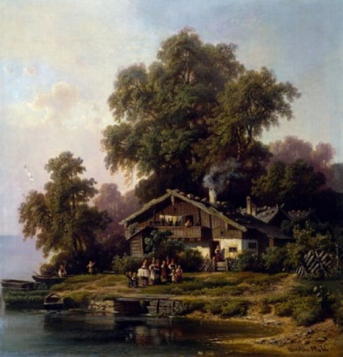 Peasants House by Christian Friedrich Mali painted image 1860 (1832-1906) Canvas Art - Christian Friedrich Mali (24 x 36)