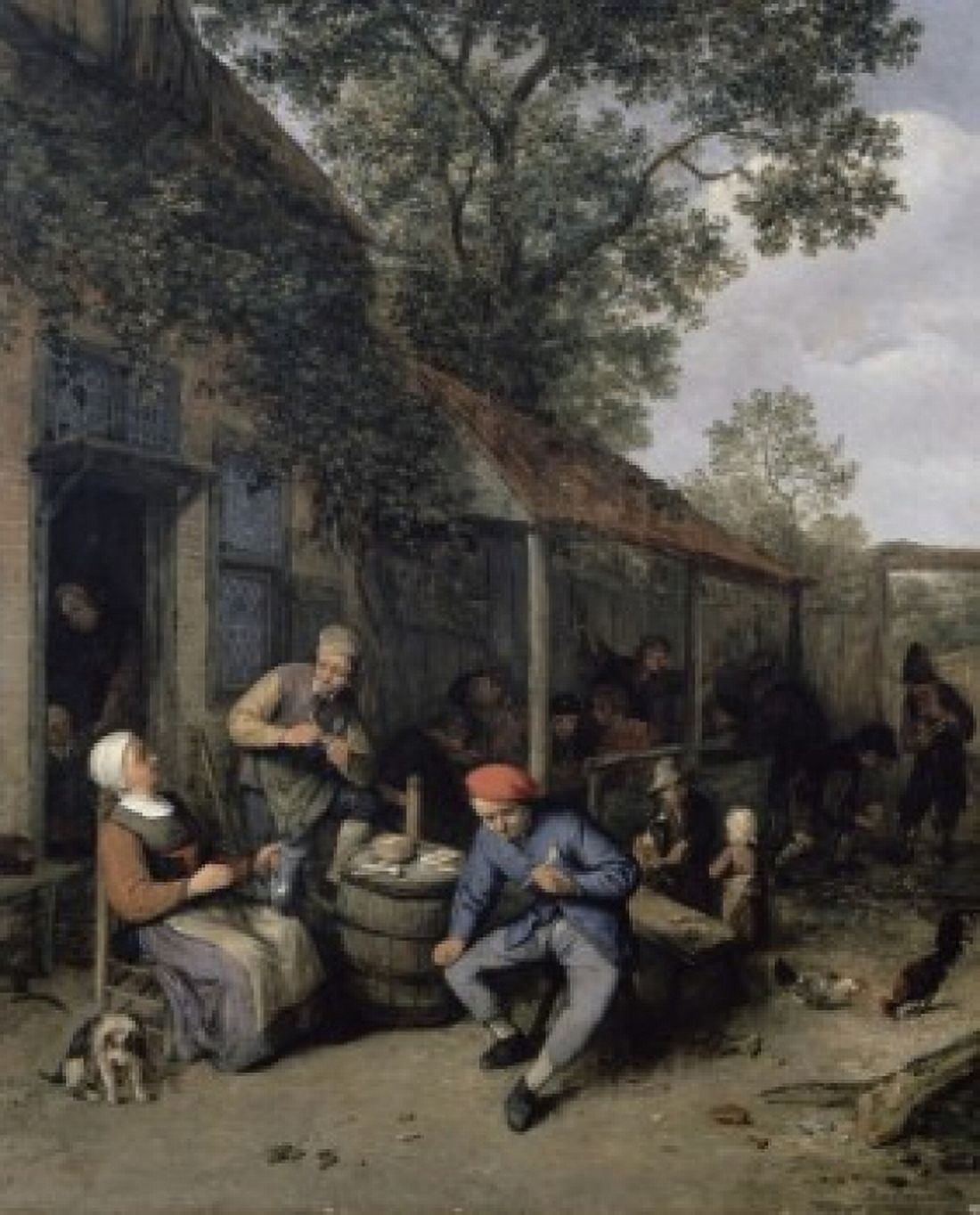 Peasants Smoking and Feasting Outside a Tavern 1676 Adriaen van Ostade (1610-1685 Dutch) Oil on wood panel Canvas Art - Adriaen van Ostade (18 x 24)