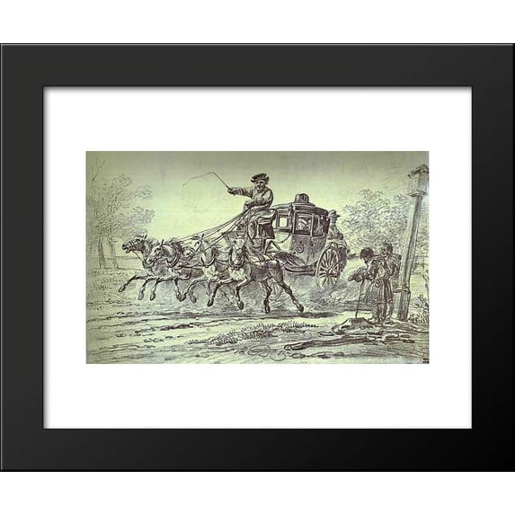 Peasants by the Carriage 20x24 Framed Art Print by Orlowski, Alexander