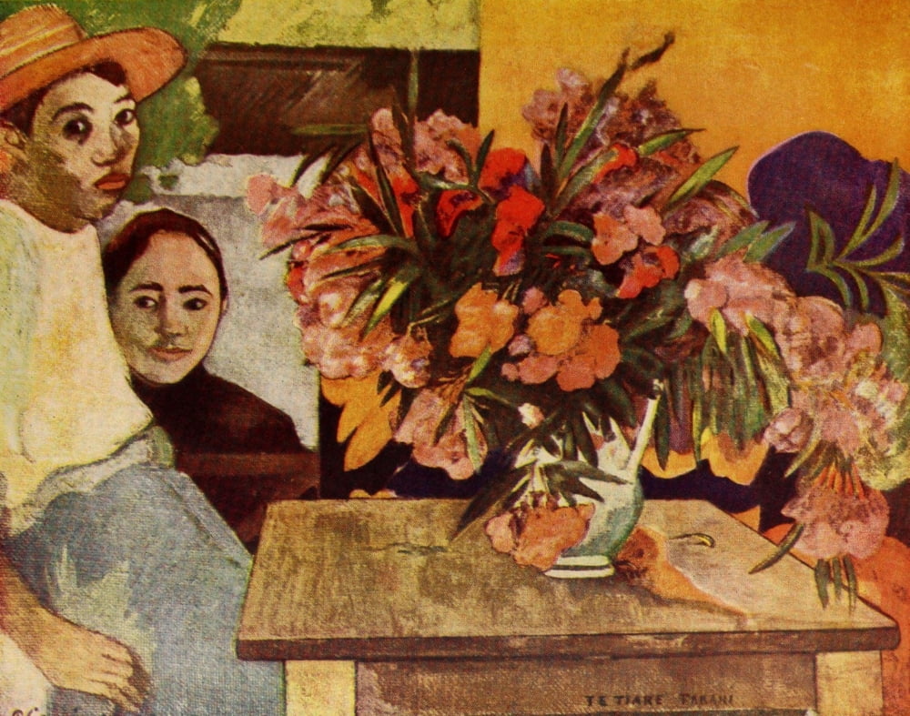 Peasants with Flowers Canvas Art - P Gauguin (24 x 36)