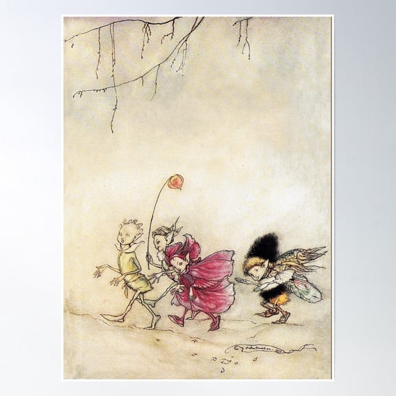 Peaseblossom, Cobweb, Moth And Mustardseed - A Midsummer Night'S Dream, Arthur Rackham Poster Wall Art, Modern Wall Decor, 16x24 UNFRAMED