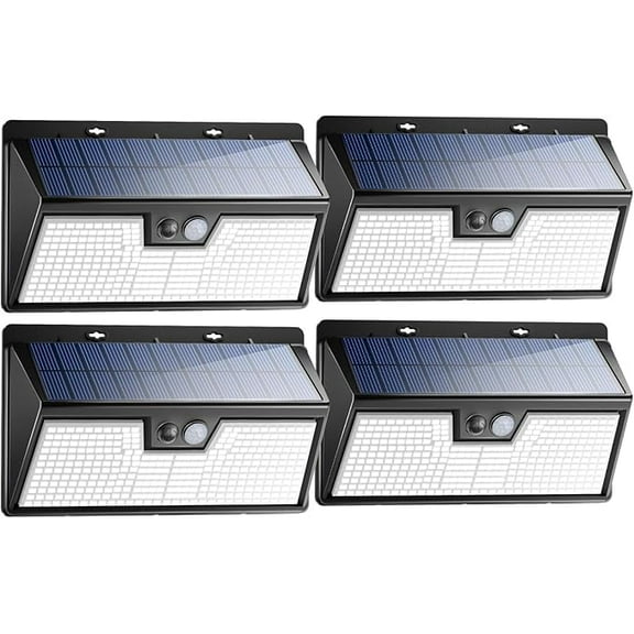Peasur 318 LED Solar Outdoor Lights, IP65 Waterproof Motion Sensor Outdoor Lights 3 Modes Super Bright Security Flood Wall Lights for Garden, Fence, Front Door, Yard(Cool White)