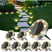 Peasur Solar Ground Lights, IP68 Waterproof Disc Lights, Anti-Rust Landscape Lighting for Pathway, Garden, Yard and Driveway