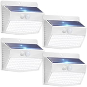 4 Pack Solar Lights Outdoor,White Motion Sensor Solar Security Lights Waterproof with 3 Lighting Modes Solar Powered Wall Lights Outside for Garden Fence Yard D