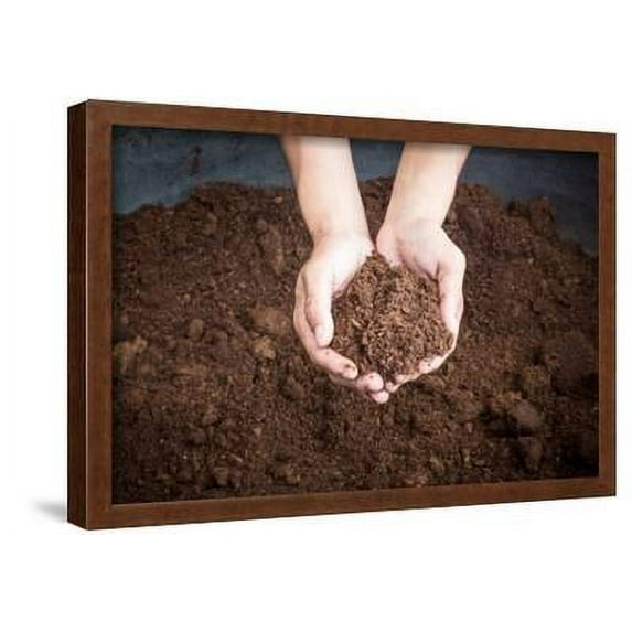 Peat Moss Soil on Hand Woman, Framed Art Print Wall Art by tortoon Sold by Art.Com
