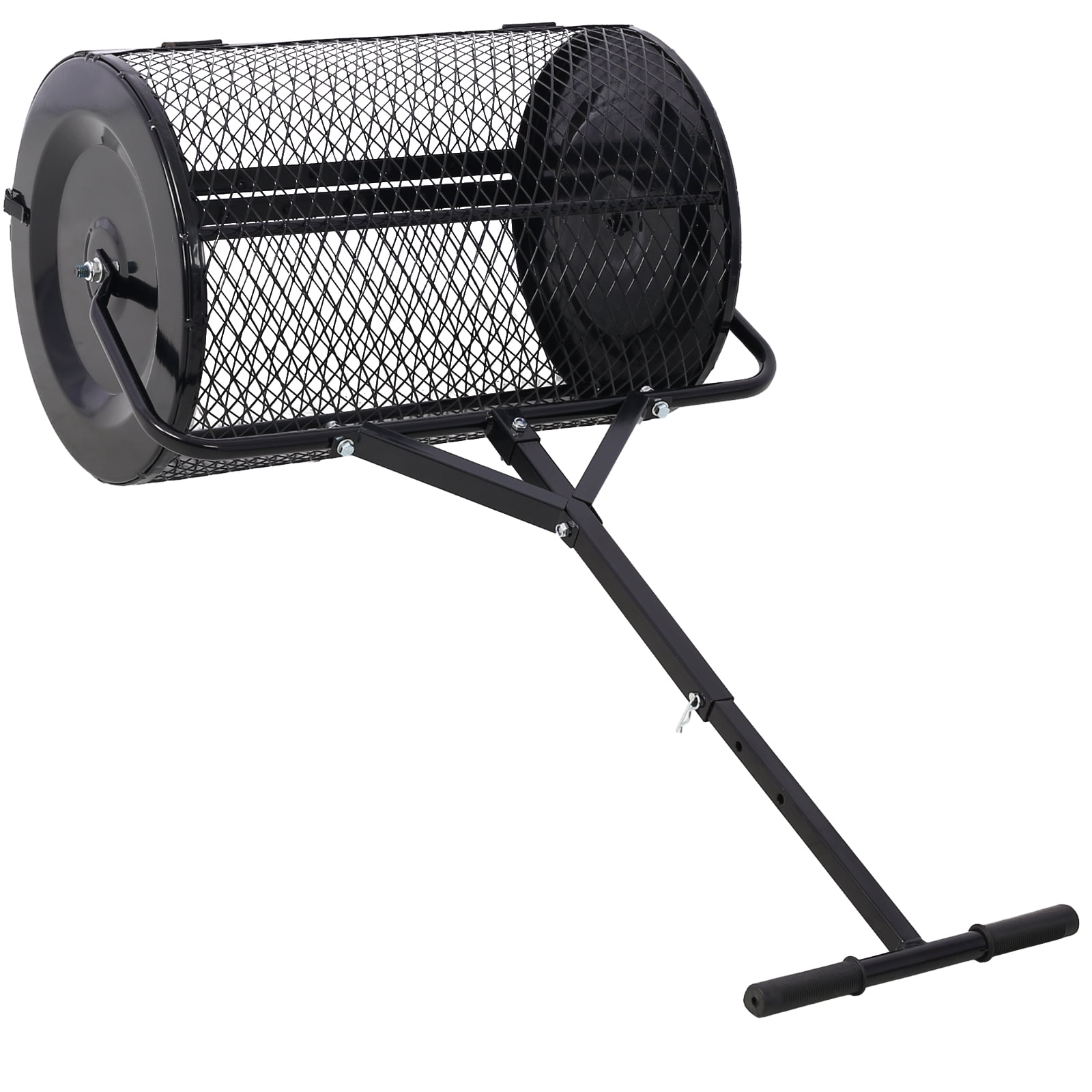 Peat Moss Spreader 24inch, Compost Spreader Metal Mesh, T shaped Handle for Planting Seeding, Lawn and Garden Care Manure Spreaders Roller