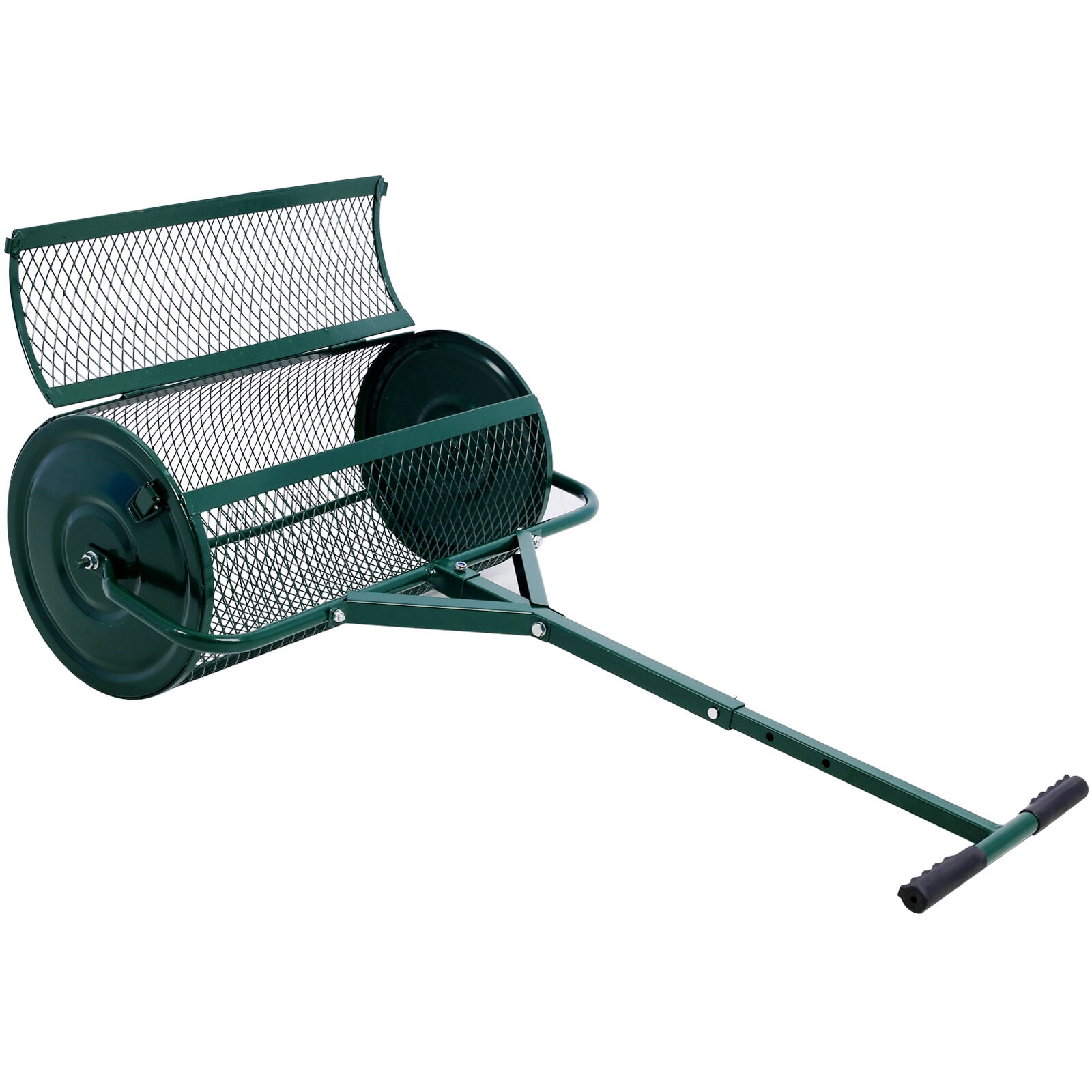 , Peat Moss Spreader 24inch,Compost Spreader Metal Mesh,T shaped Handle for planting seeding,Lawn and Garden Care Manure Spreaders Roller, Green ,Steel ,