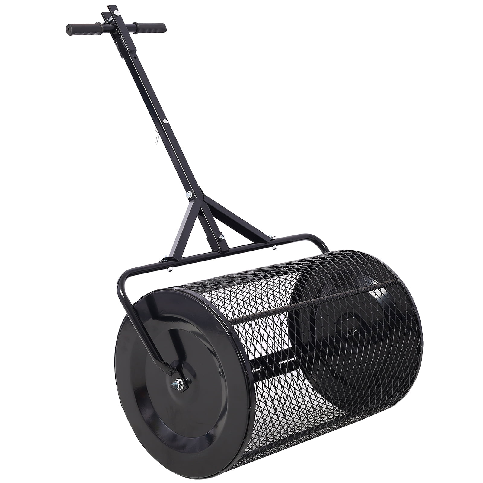 Peat Moss Spreader 36inch, Compost Spreader Metal Mesh,2 in 1 ATV and T shaped Handle for Planting Seeding, Lawn and Garden Care Manure Spreaders Roller
