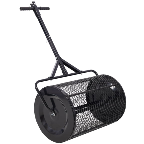 Peat Moss Spreader 36inch, Compost Spreader Metal Mesh,2 in 1 ATV and T shaped Handle for Planting Seeding, Lawn and Garden Care Manure Spreaders Roller