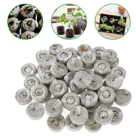 Peat Pellet 1.2 Inch, 50 Pack Peat Pellets for Seed Starting, Coco Coir Soil Discs, Non Woven Compressed Nutrient Cubes for Seedlings, Hydroponic Growing Medium(As shown)