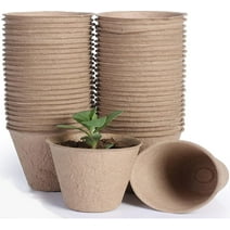 Peat Pots 4 Inch Large, 50 Pcs Disposable Pots, Round Biodegradable Peat Pots for Seedlings, Seed Starter Pots