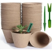 Peat Pots 4 Inch Large, 50 Pcs Disposable Pots, Round Biodegradable Peat Pots for Seedlings, Seed Starter Pots