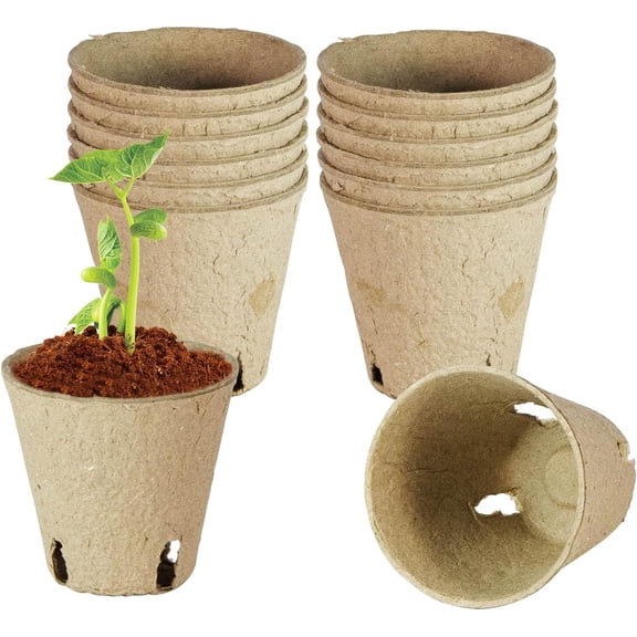 Peat Pots, Biodegradable Pots for Seedlings with Drain Holes, Garden Plant Nursery Pots for Plants, Vegetables,Fruits and Herb (12)