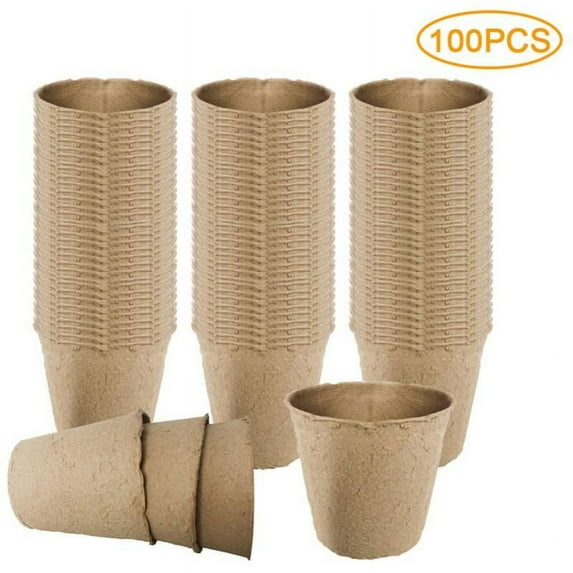 Peat Pots For Seedlings, Gardening Seed Starter Tray Kit, Biodegradable Eco-Friendly Plant Starting Pots, Khaki 10/50/100 Pcs
