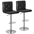 thumbnail image 1 of VECELO Set of 2 Bar Stools, Elegant PU Leather Counter Height Adjustable Swivel Stool with Back, Black, 1 of 10