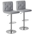 thumbnail image 1 of Peatuk Set of 2 Bar Stools, Elegant PU Leather Counter Height Adjustable Swivel Stool with Back, Gray, 1 of 8