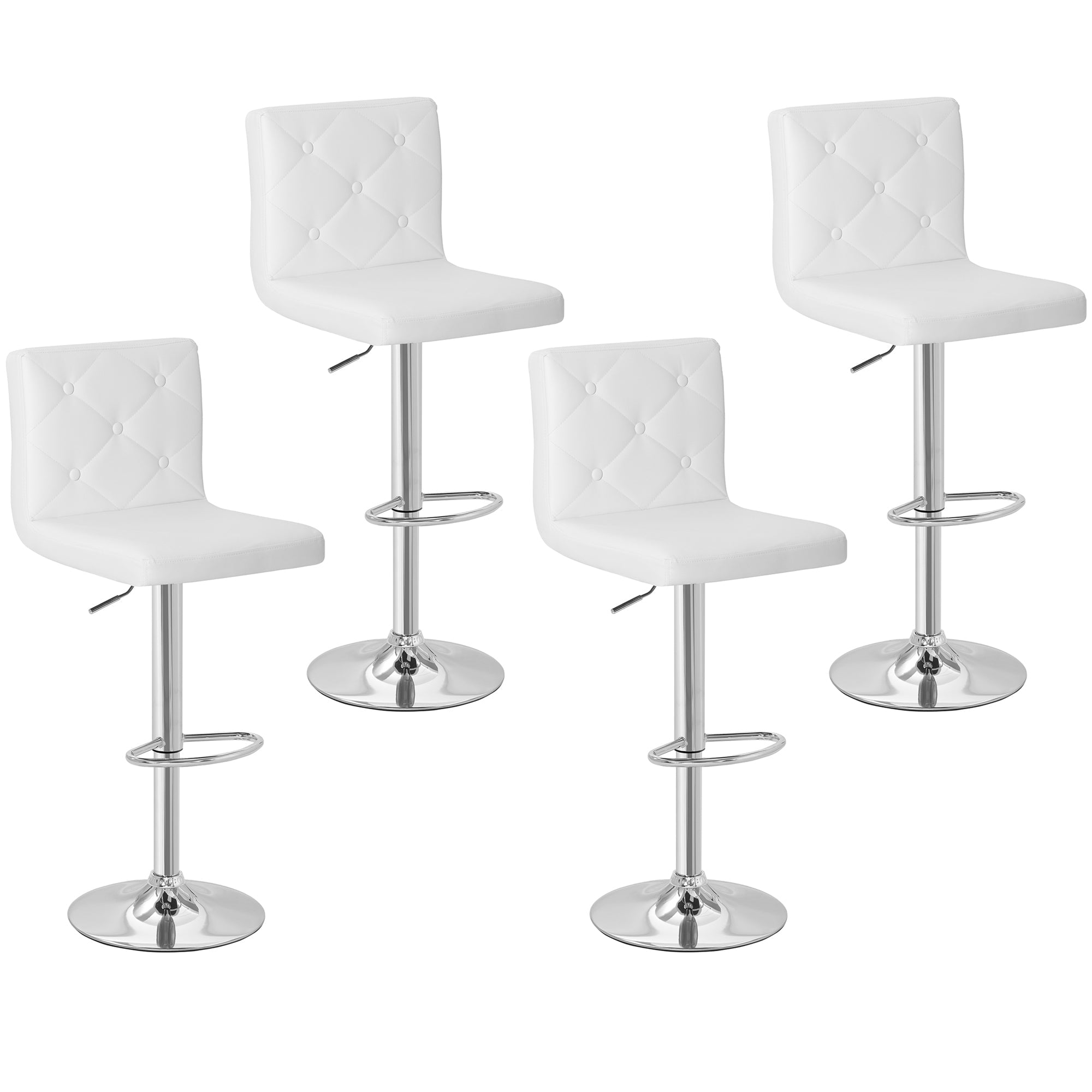 Peatuk Set of 4 Adjustable Swivel Bar Stools, Modern Counter Height Barstools with Back for