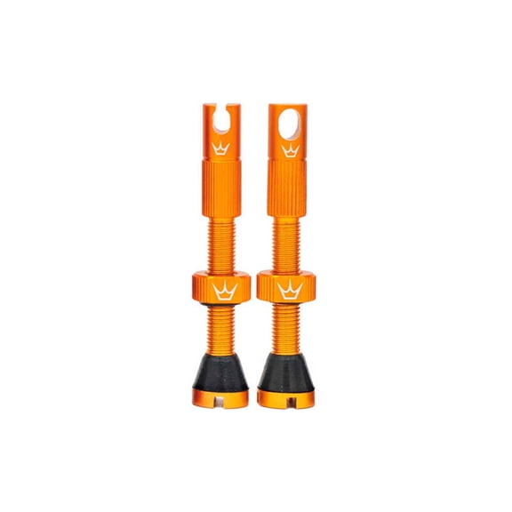 Peaty's Mango 42mm Alloy Presta Tubeless Valve Stems with Tool Caps Pair