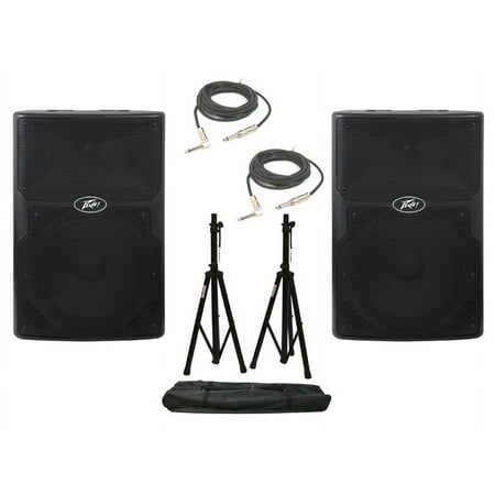 Peavey (2) Pvx12 Pro DJ Passive 800W 12" Pa Speaker W/ Stand & (2) 1/4" Cables