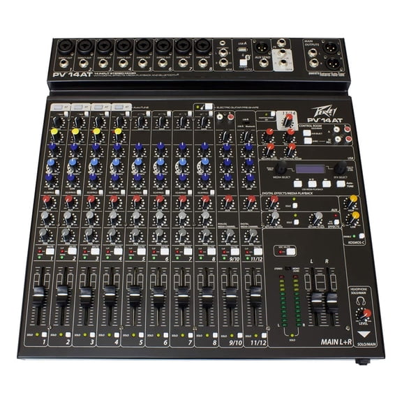 Peavey PV 14 AT 14 Channel Compact Mixer with Bluetooth and Antares Auto-Tune