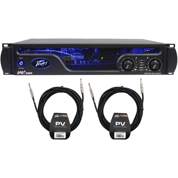 Peavey IPR 2 2000 2-Channel Lightweight 2000W Power Amplifier + 2 PV25 Speaker Cable