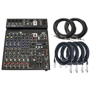 Peavey PV 10 BT 10 Channel Compact Mixing Mixer Console with Bluetooth + 2 1/4 & 4 XLR Cables