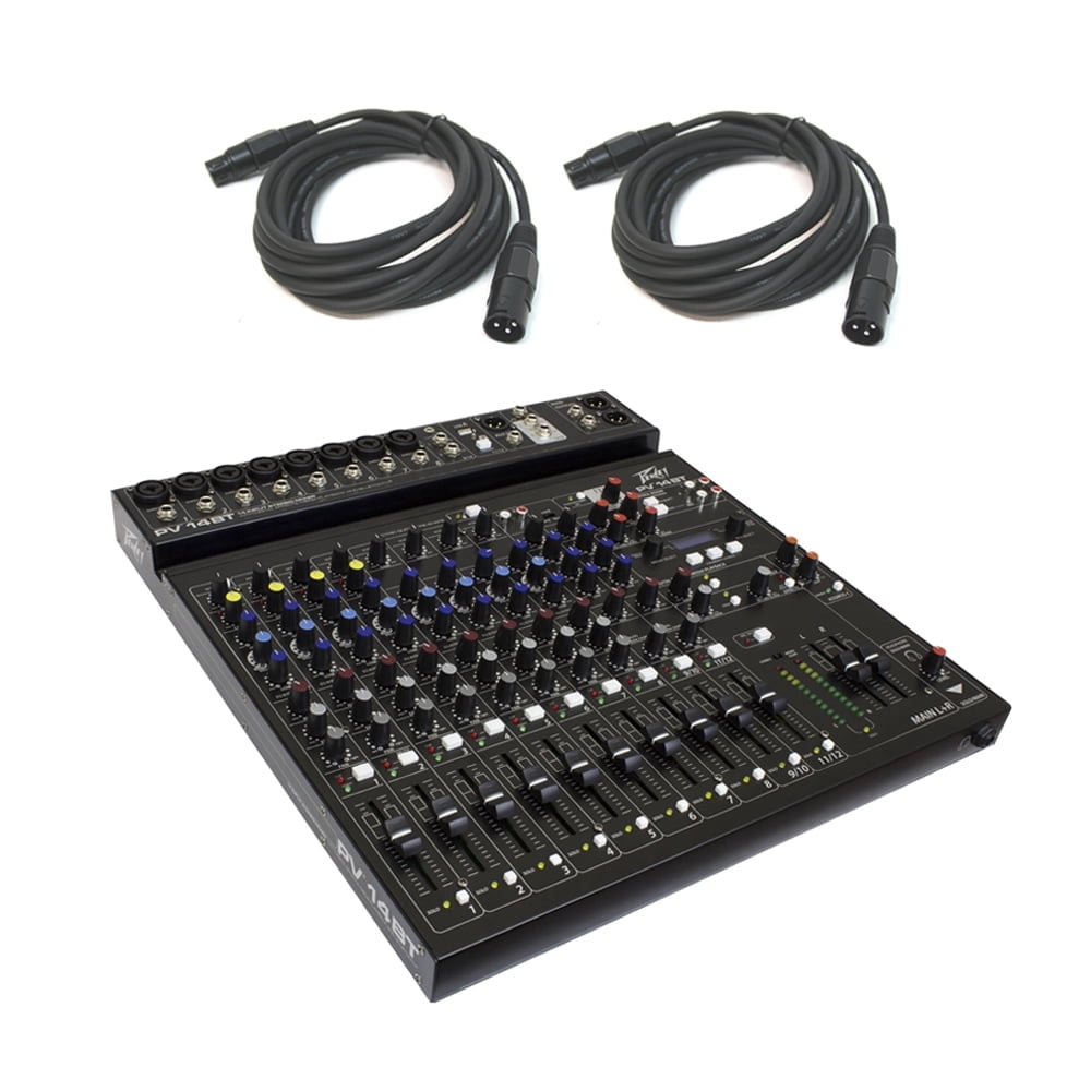 Peavey PV 14 BT Pro Audio DJ 14 Channel Analog Mixer Bluetooth Streaming Cables