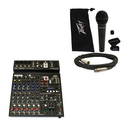 Peavey PV10 AT Pro Audio DJ Auto Tune 10 Channel Slim Mixer & PVi 100 Microphone