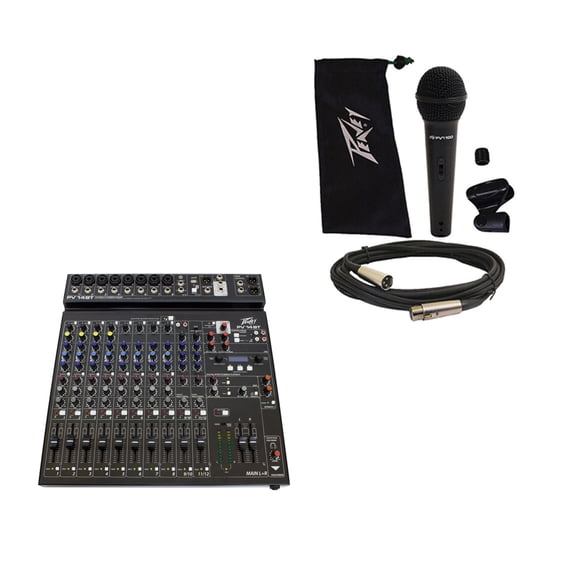 Peavey PV14 BT Pro Audio DJ Bluetooth 14 Channel Mixer & PVi 100 Microphone New