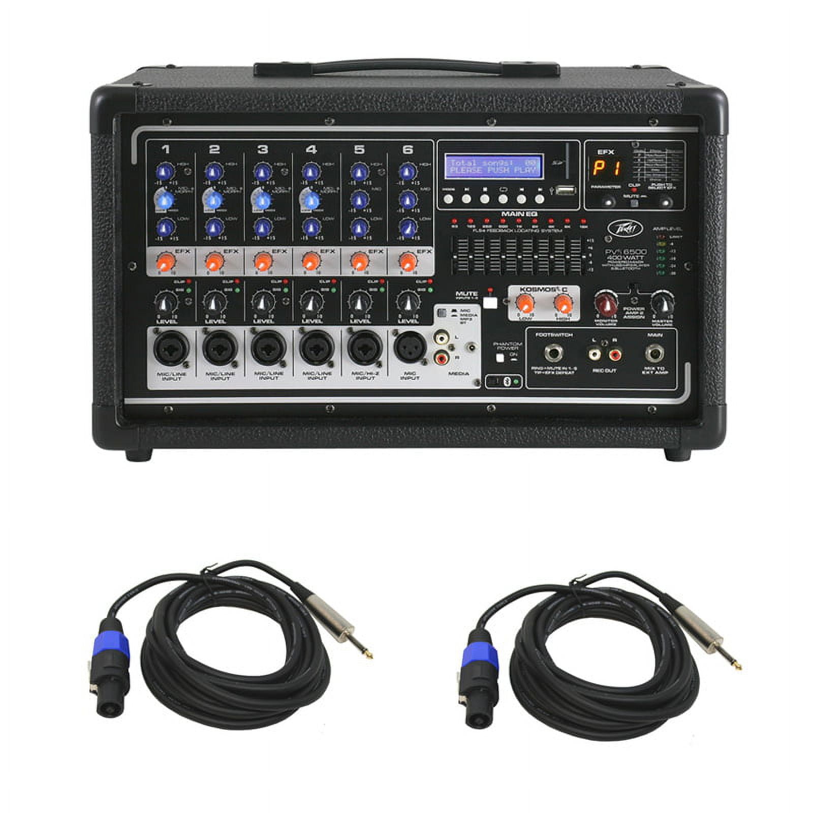 Peavey Pvi 6500 Pro 6Ch Powered 400W Mixer (2) Speakon To 1/4" Speaker Cables