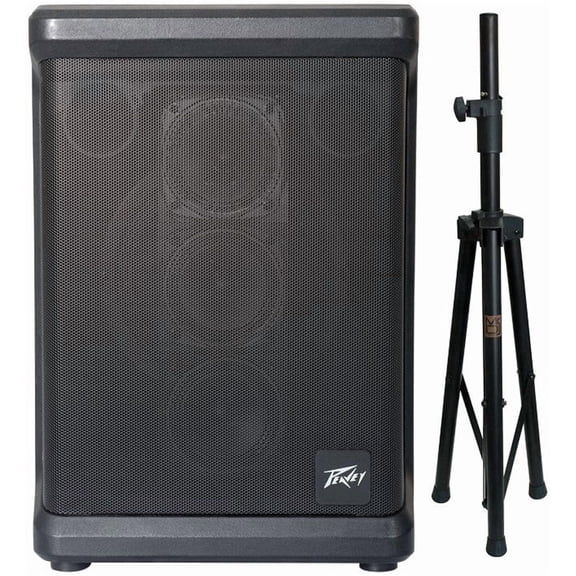 Peavey Solo Portable Battery Powered PA System with Bluetooth, 90W, 4-Channel Mixer, 10-Hour Battery & Speaker Stand