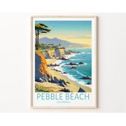 Pebble Beach California Travel Print, Pebble Beach Monterey Poster Print, Pebble Beach Golfing Wall Art, California Coastal Wall Decor Wall Art, Modern Wall Decor, 8x12 UNFRAMED